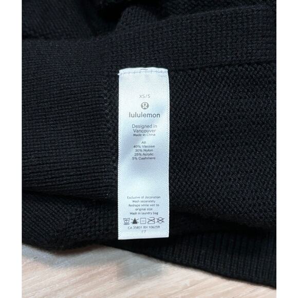 Lululemon Pullover Poncho XS-S Hooded Black Knit Side Slits Short Sleeve XS-S - Picture 9 of 9